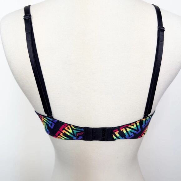 Victoria's Secret PINK Wear Everywhere Push-Up Bra Diagonal Icon Rainbow 36C - Picture 2 of 8
